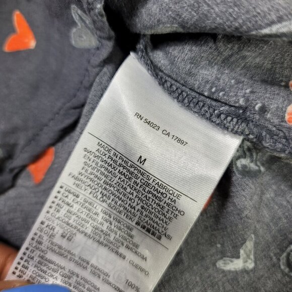 Banana Republic Gray & Orange Heart Short Sleeve Women's Blouse | Size M - Picture 3 of 7